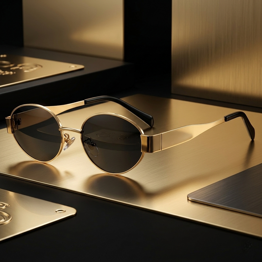 Gold Oval Metal Frame Sunglasses