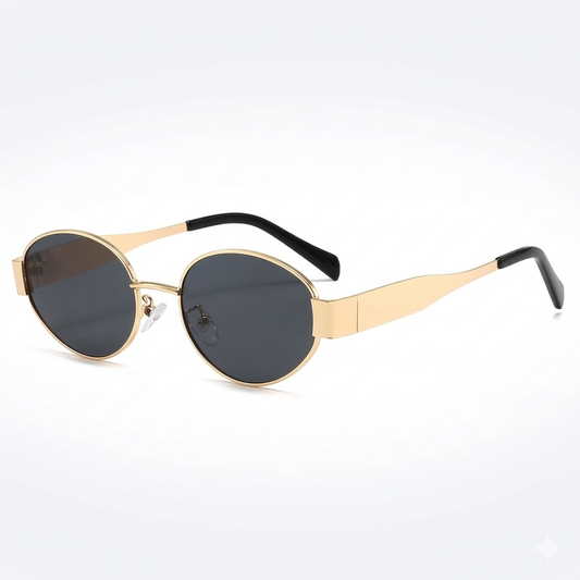 Gold Oval Metal Frame Sunglasses