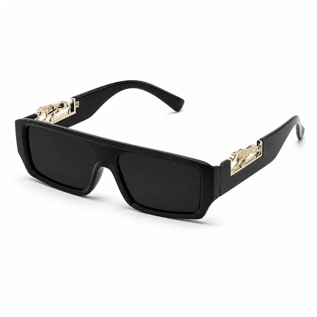 Leopard Logo Unisex Full-Rim Rectangular UV400 Sunglasses