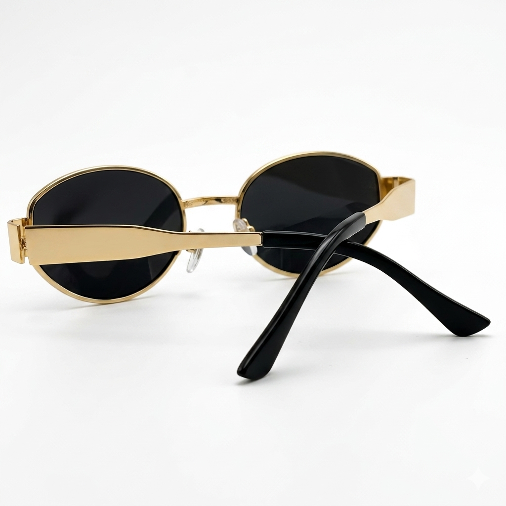 Gold Oval Metal Frame Sunglasses