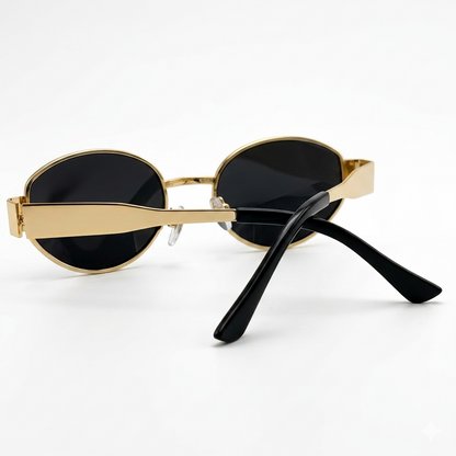 Gold Oval Metal Frame Sunglasses