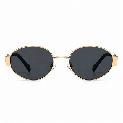 Gold Oval Metal Frame Sunglasses