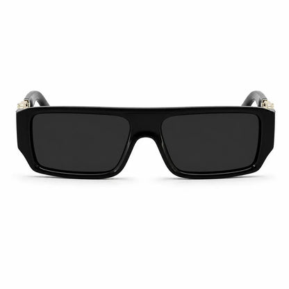 Leopard Logo Unisex Full-Rim Rectangular UV400 Sunglasses